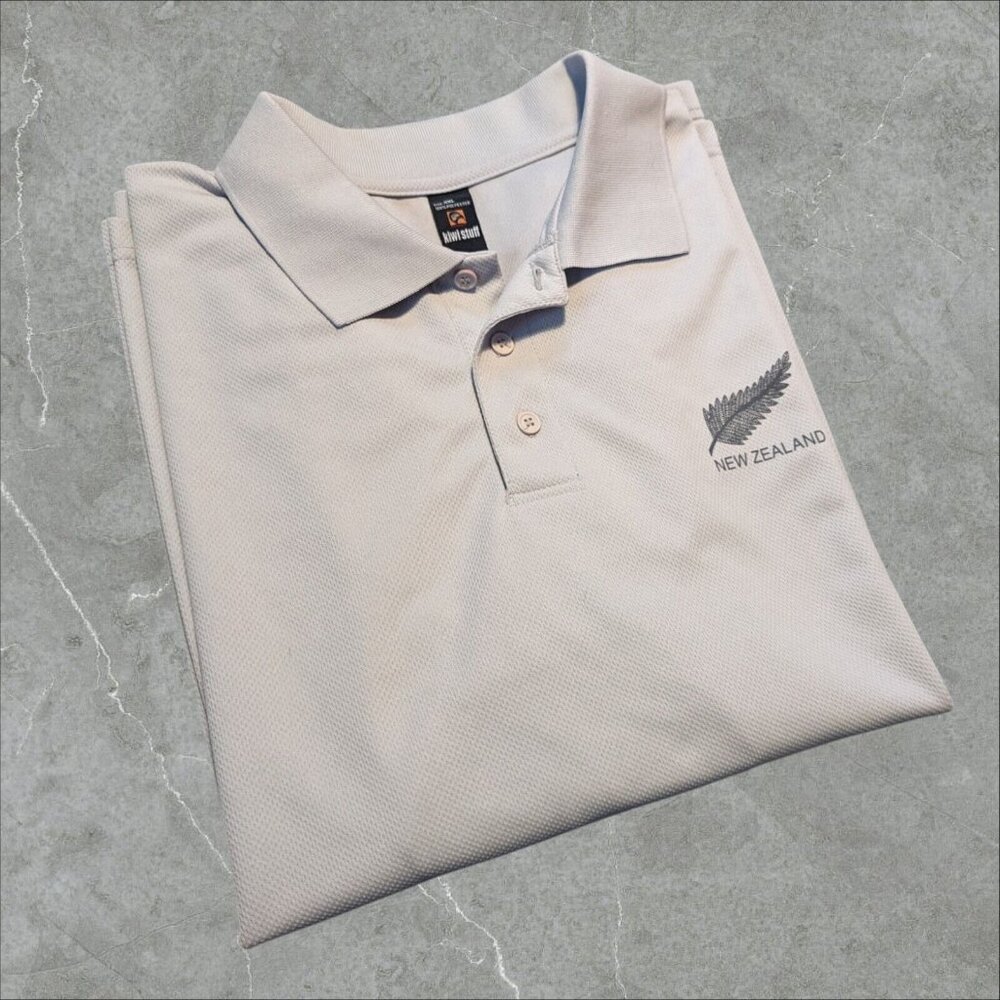Men's Kiwi Stuff XXL Rugby Longsleeve New Zealand Polo‎ Shirt Grey